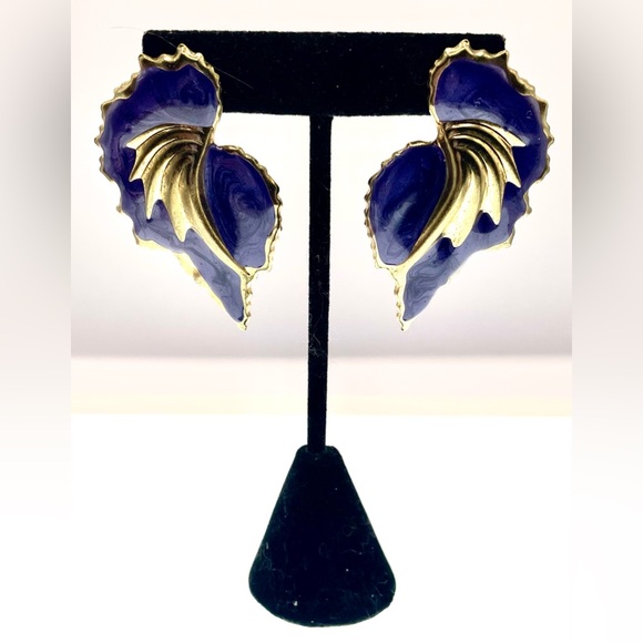 Vintage Gold Earrings with Purple Zirconia and Pearls main image 1